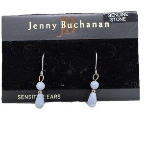 JENNY‎ BUCHANAN Silver TONE & Gray STONE DANGLE PIERCED EARRINGS New E1-18
